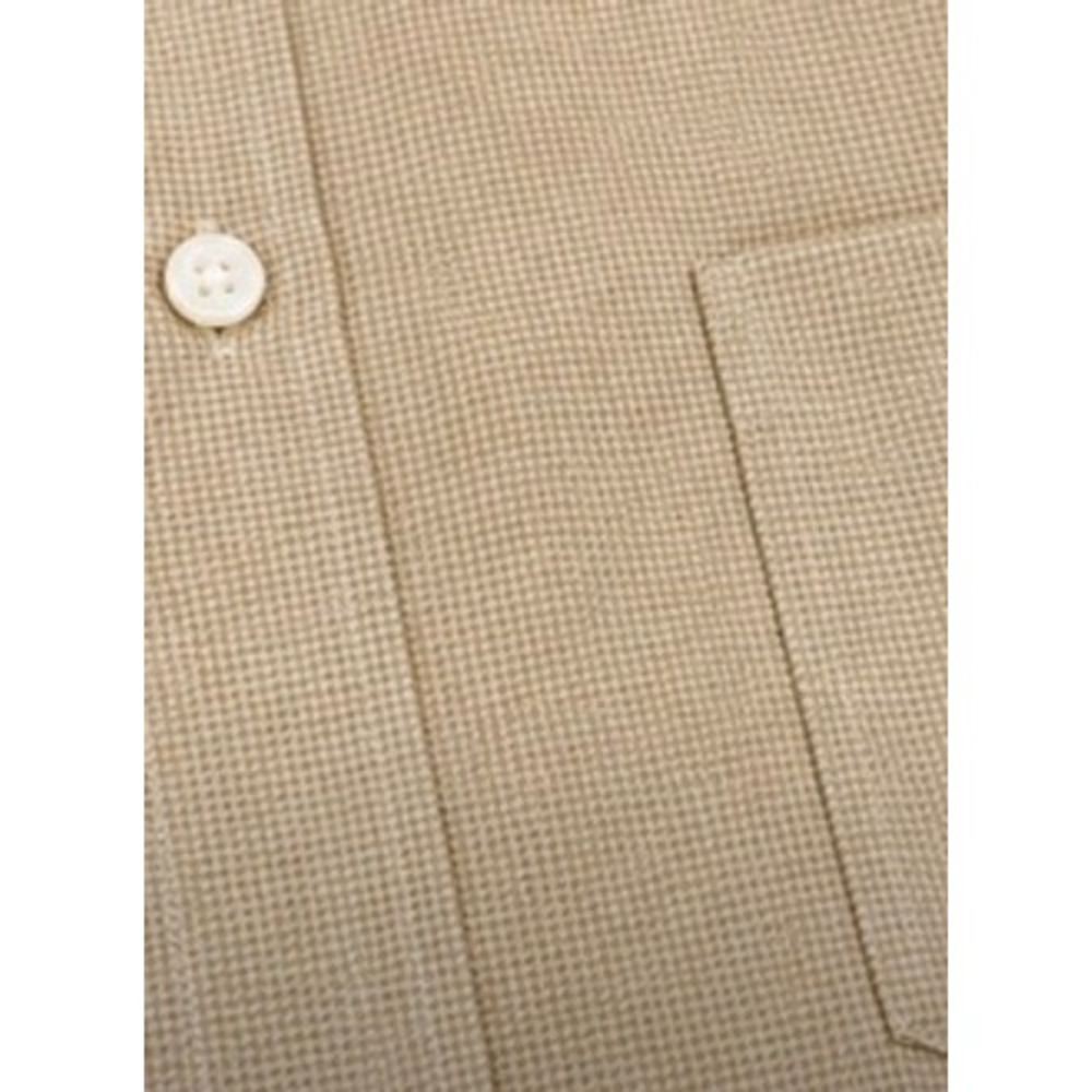 Crazy Horse Liz Claiborne Mens Tan Micro Check Button Down Shirt 16.5 32/33 - Picture 3 of 5